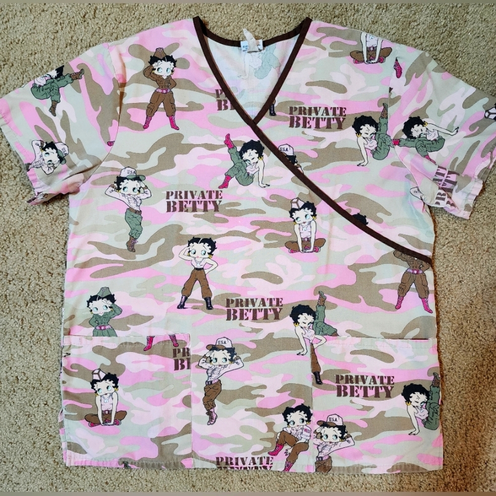 Betty Boop camo scrub top